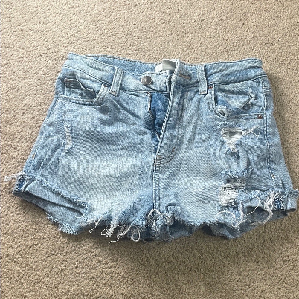 H&M Stylish Light Blue Distressed Jean Shorts